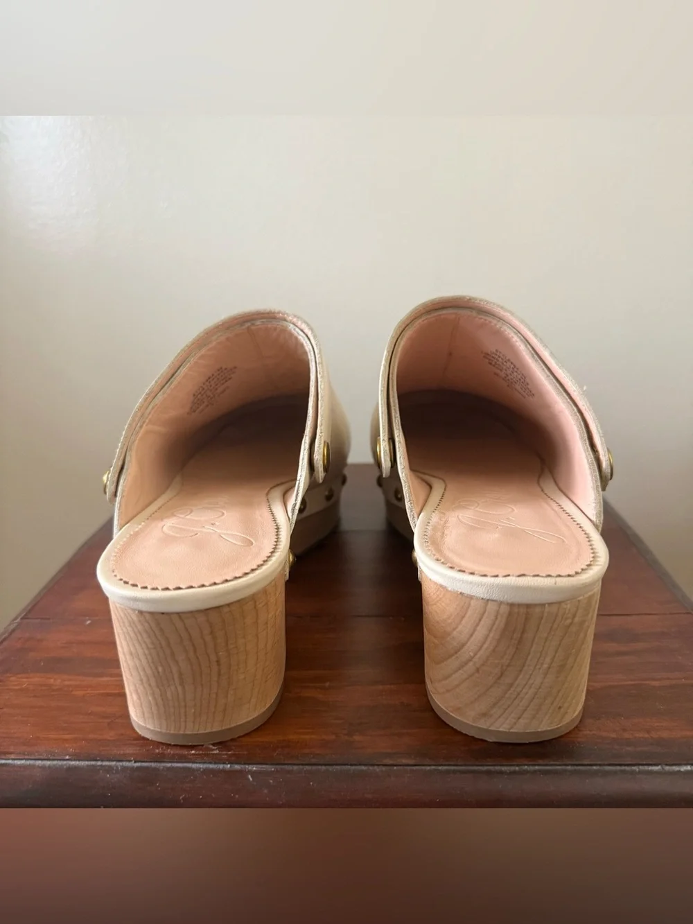 J.Crew Leather Studded Convertible Platform Clogs - Cream